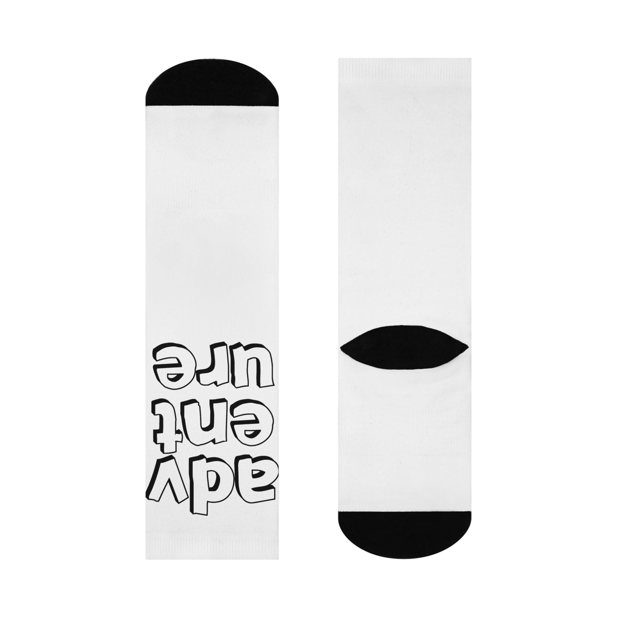 Cushioned ADV ENT URE socks - black on white