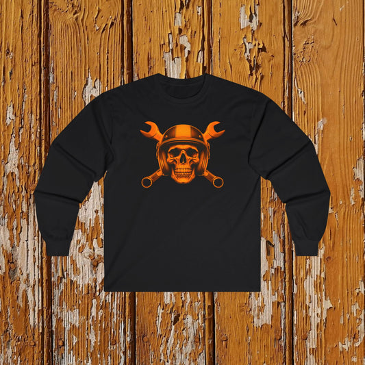 Orange Spanner Skull Long Sleeve Tee