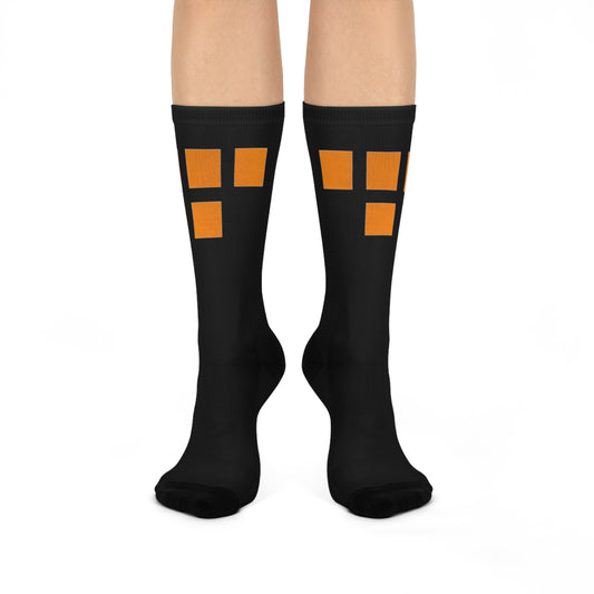 Cushioned Tron Logo Socks - orange on black