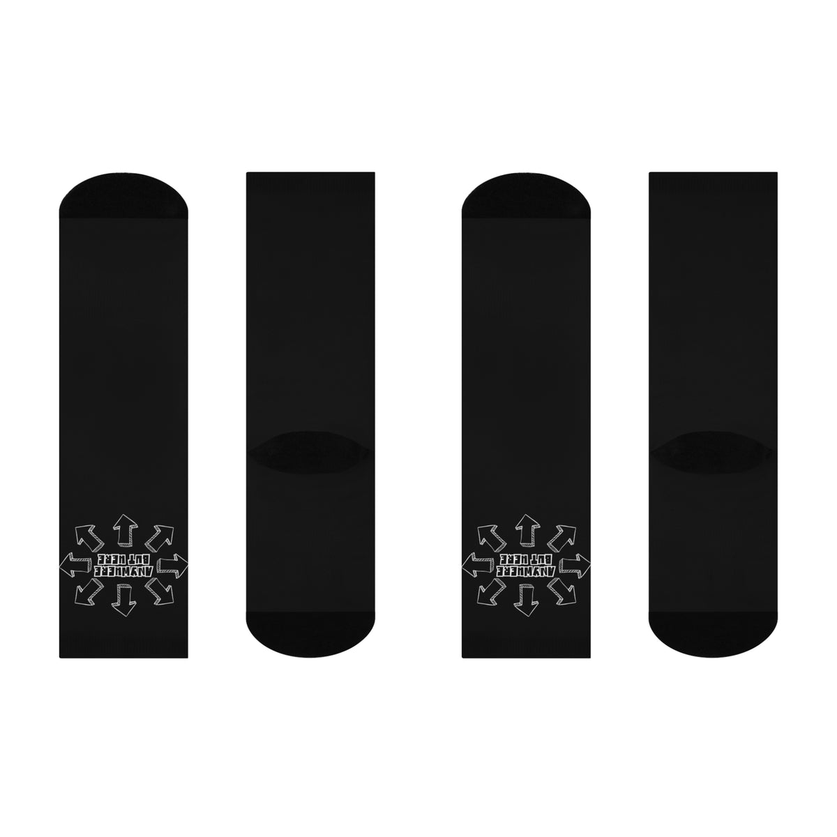Cushioned Anywhere But Here socks - white on black
