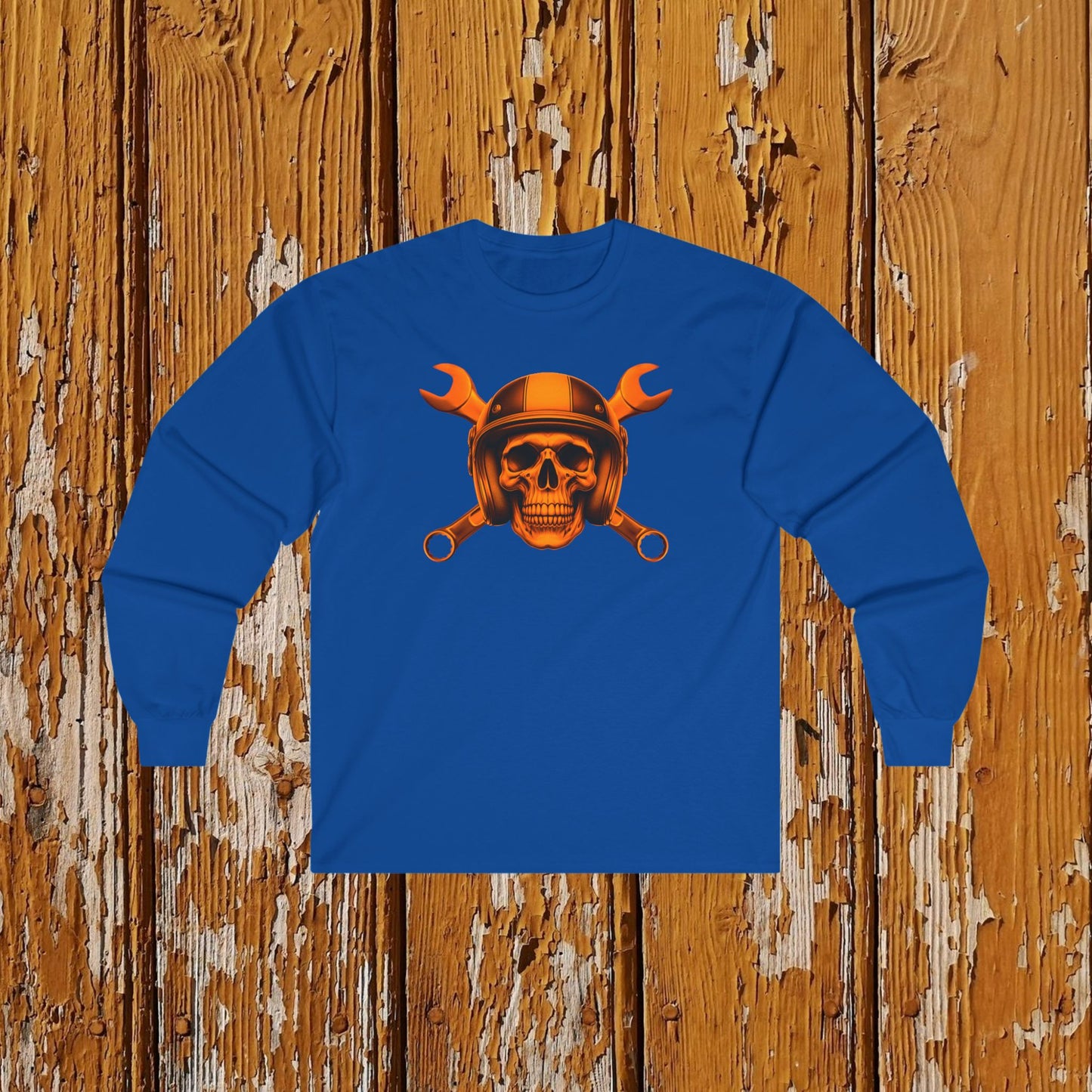 Orange Spanner Skull Long Sleeve Tee