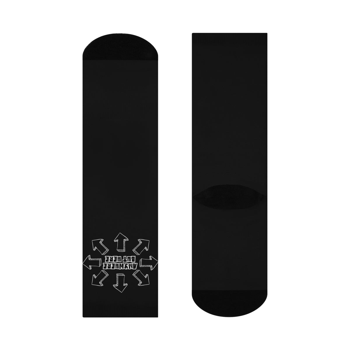 Cushioned Anywhere But Here socks - white on black