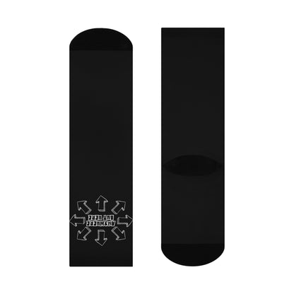 Cushioned Anywhere But Here socks - white on black