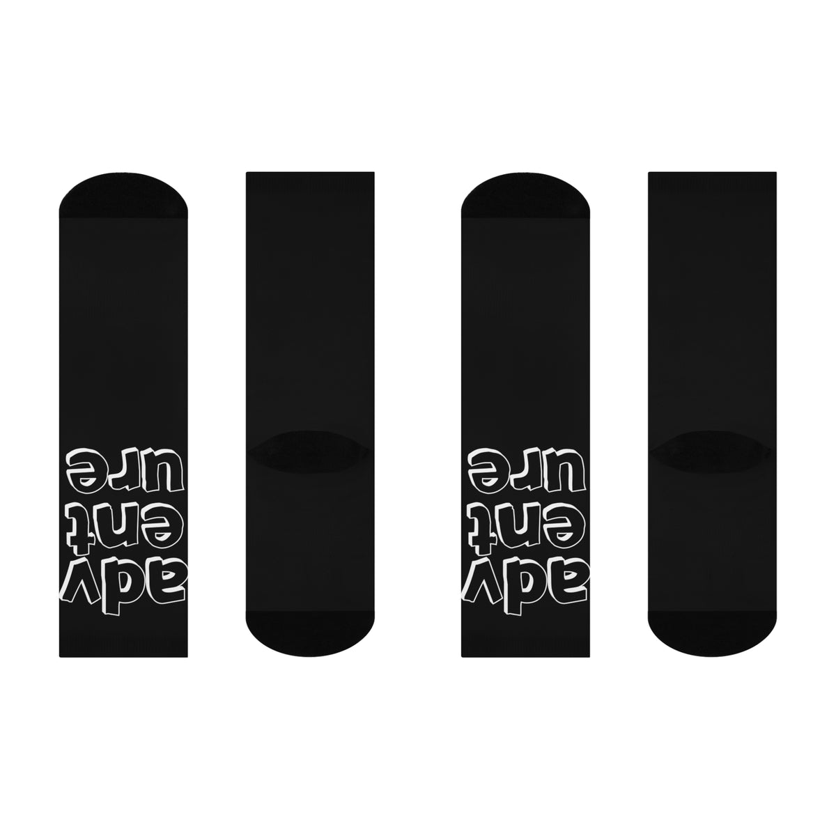 Cushioned ADV ENT URE socks - white on black