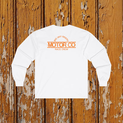 Orange Piston Skull Long Sleeve Tee