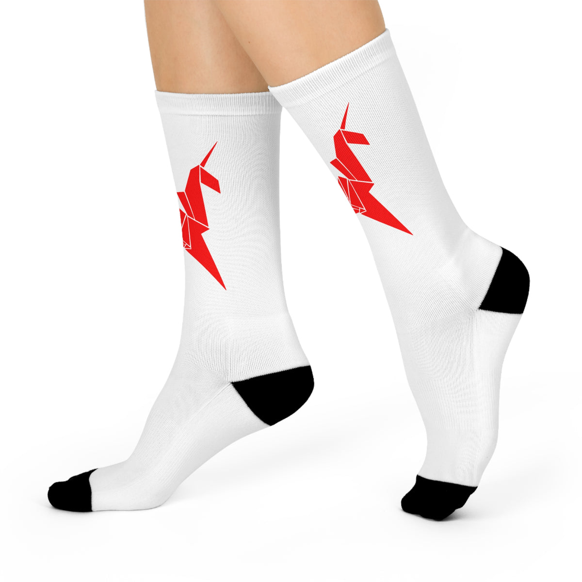 Cushioned Unicorn socks - red on white