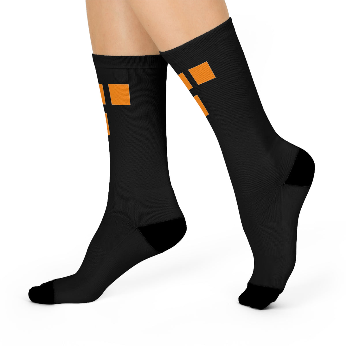 Cushioned Tron Logo Socks - orange on black