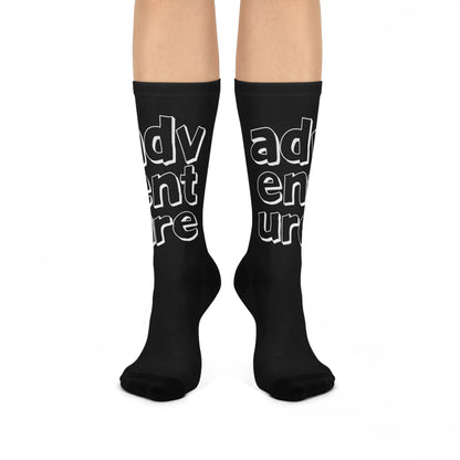 Cushioned ADV ENT URE socks - white on black