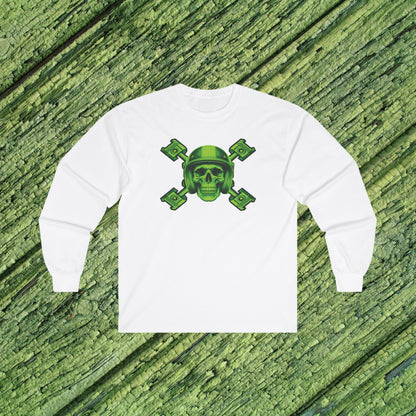 Green Piston Skull Long Sleeve Tee