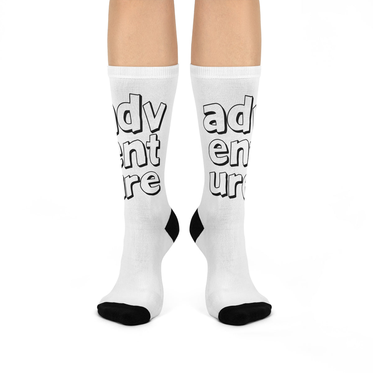 Cushioned ADV ENT URE socks - black on white