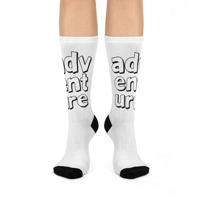 Cushioned ADV ENT URE socks - black on white