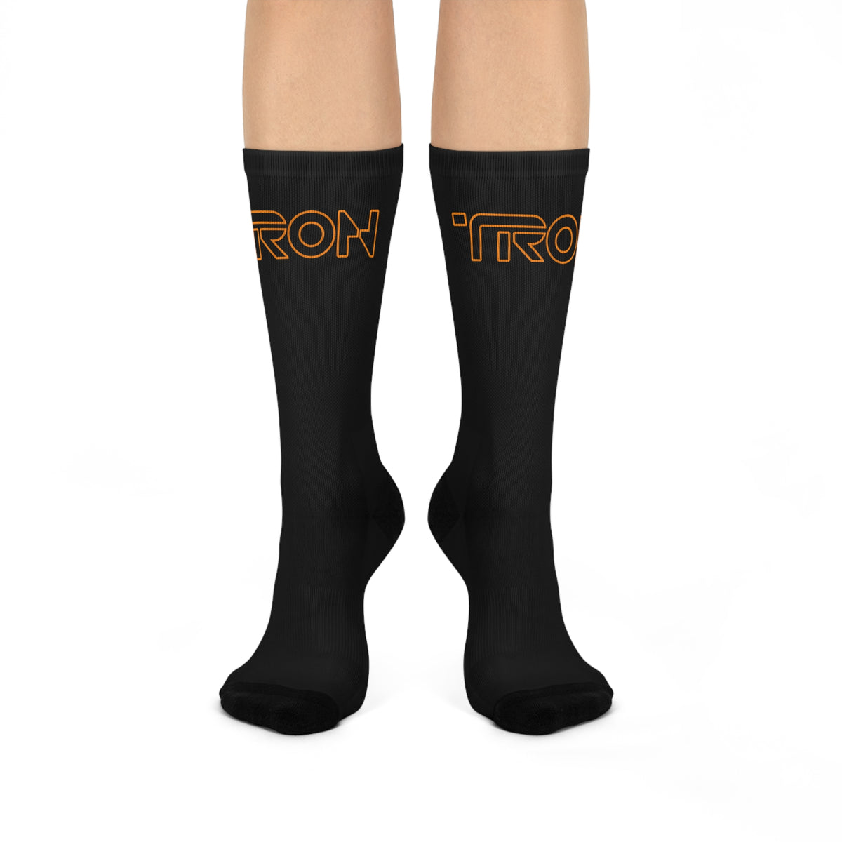Cushioned Tron Socks - orange on black