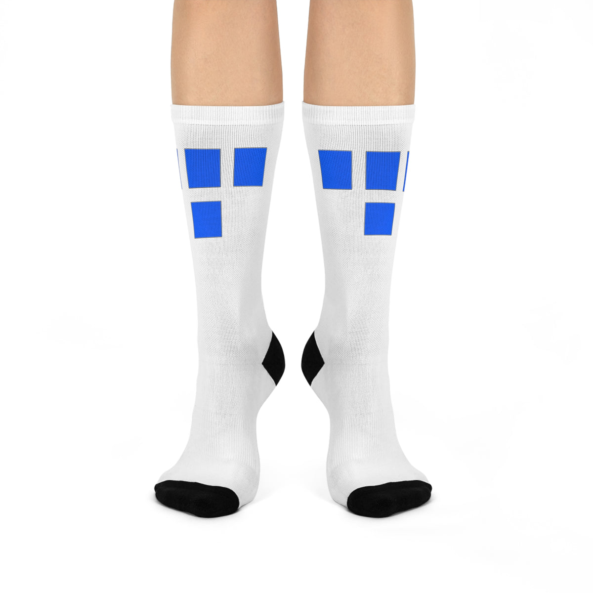 Cushioned Tron Logo Socks - blue on white