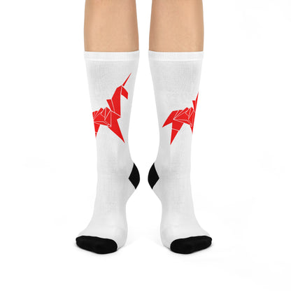 Cushioned Unicorn socks - red on white
