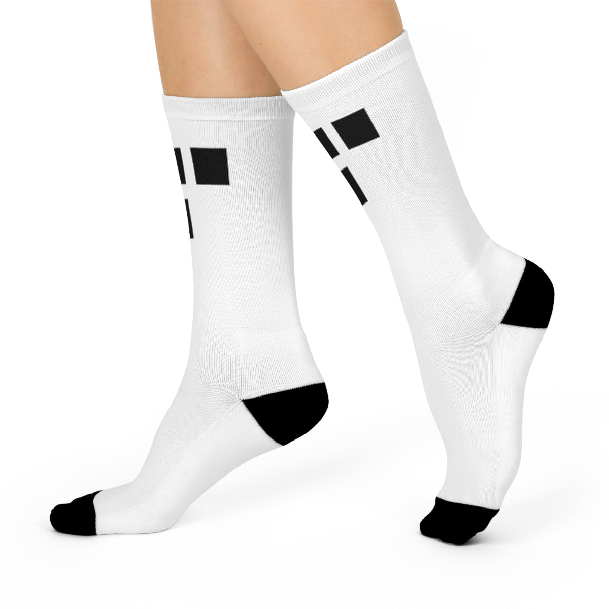 Cushioned Tron Logo Socks - black on white
