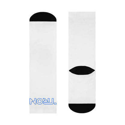 Cushioned Tron Socks - blue on white
