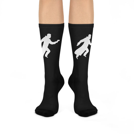 Cushioned Deckard socks - white on black