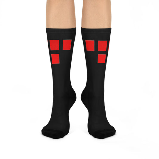 Cushioned Tron Logo Socks - red on black