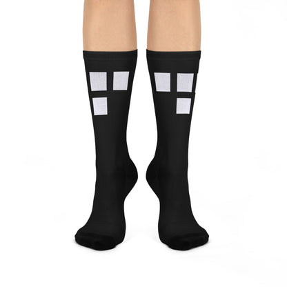 Cushioned Tron Logo Socks - white on black