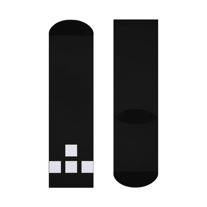Cushioned Tron Logo Socks - white on black