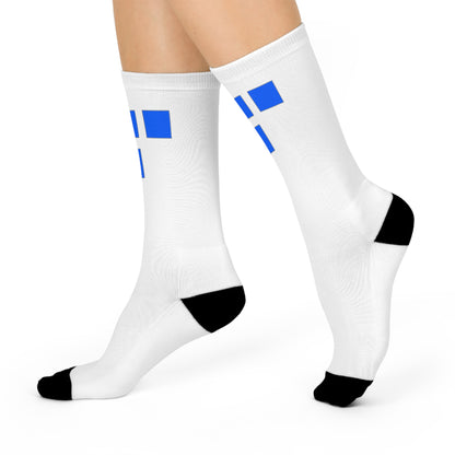 Cushioned Tron Logo Socks - blue on white