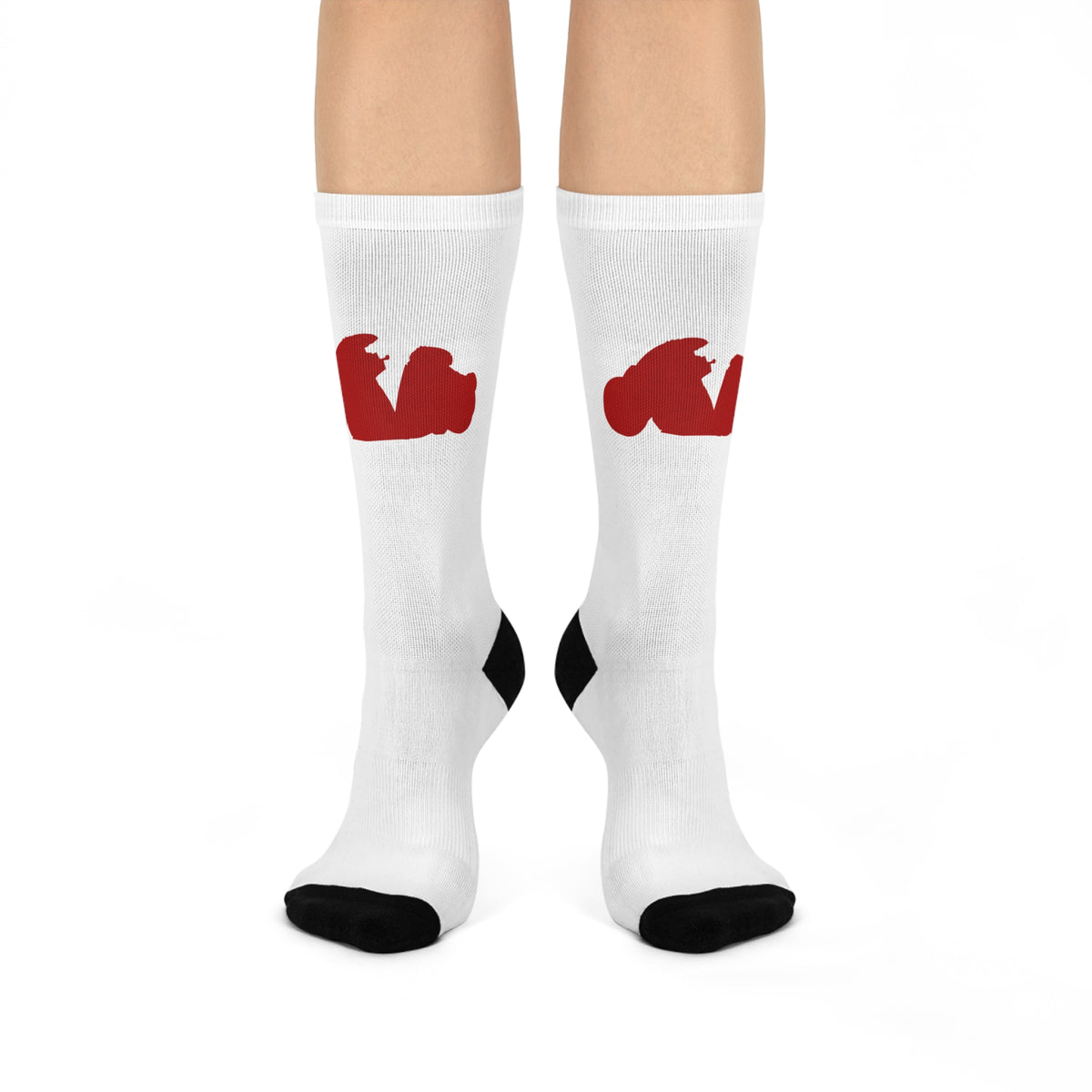 Cushioned Kaneda's Bike socks - red on white