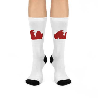Cushioned Kaneda's Bike socks - red on white