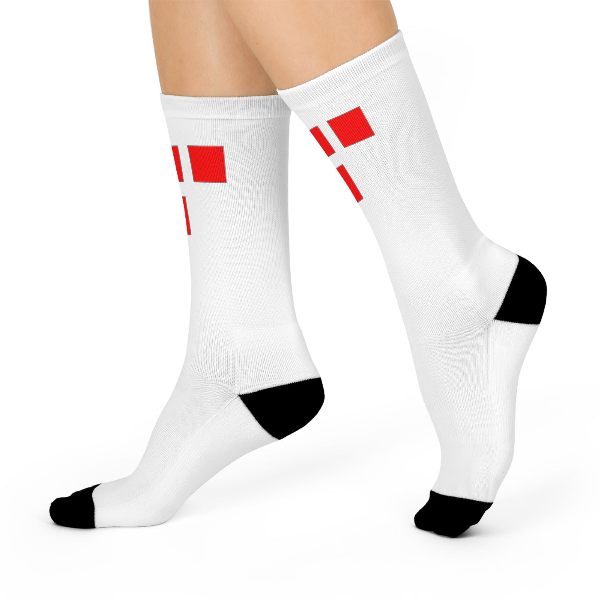 Cushioned Tron Logo Socks - red on white
