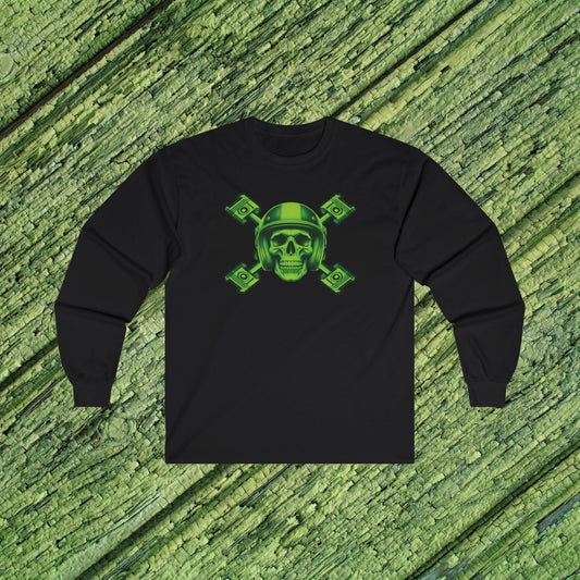 Green Piston Skull Long Sleeve Tee