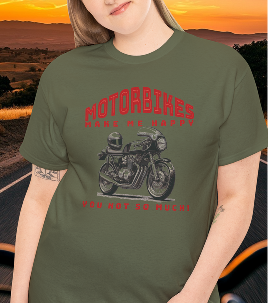 Motorbikes Make Me Happy t-shirt (US)