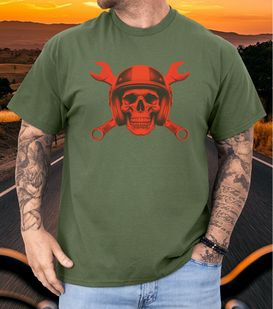 Red Spanner Skull t-shirt (US)