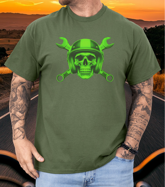 Lime Spanner Skull t-shirt (US)