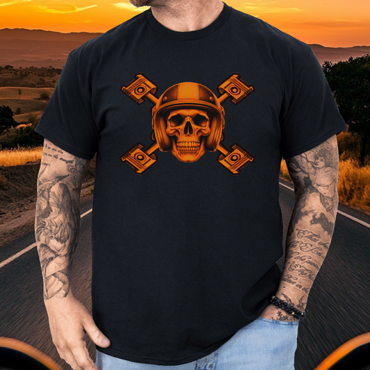 Orange Piston Skull t-shirt (US)