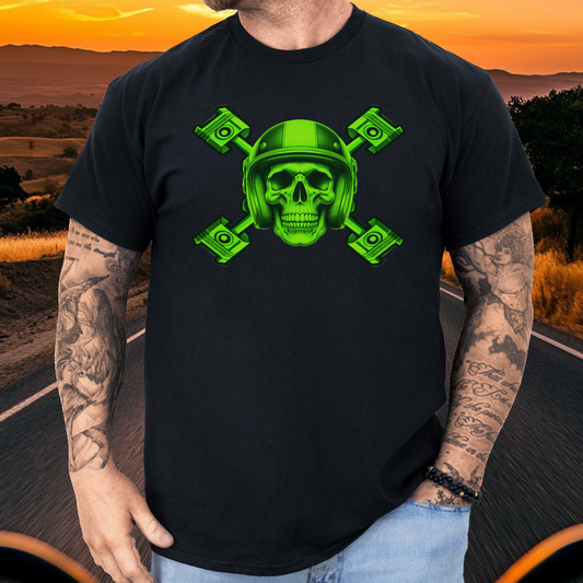 Lime Pistons Skull t-shirt (US)