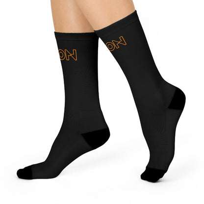 Cushioned Tron Socks - orange on black