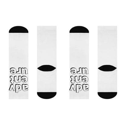 Cushioned ADV ENT URE socks - black on white