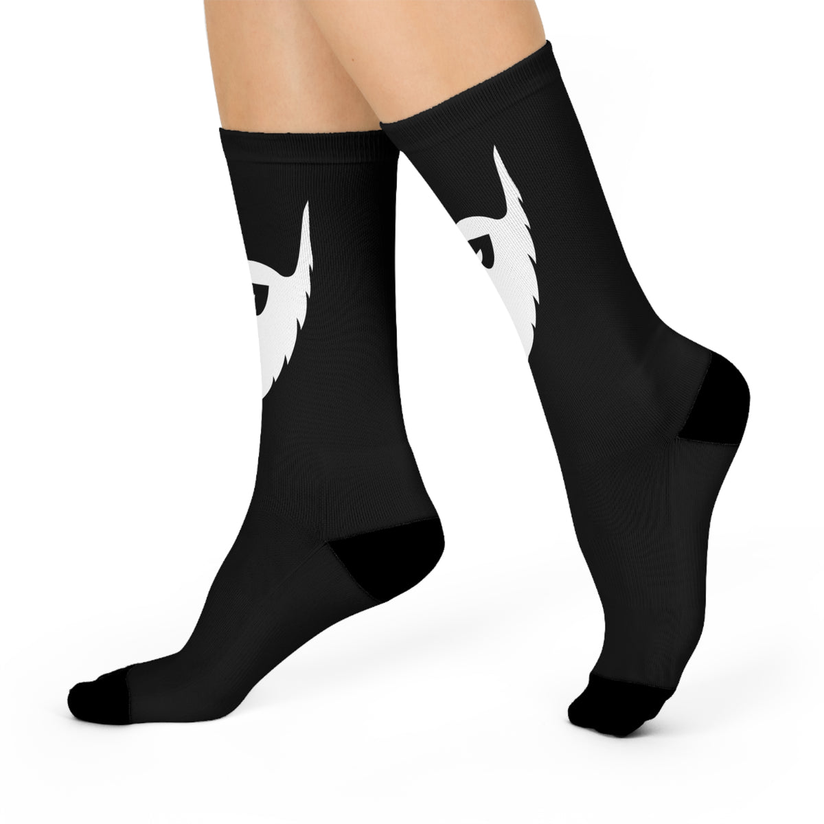 Cushioned Big Beard socks - white on black