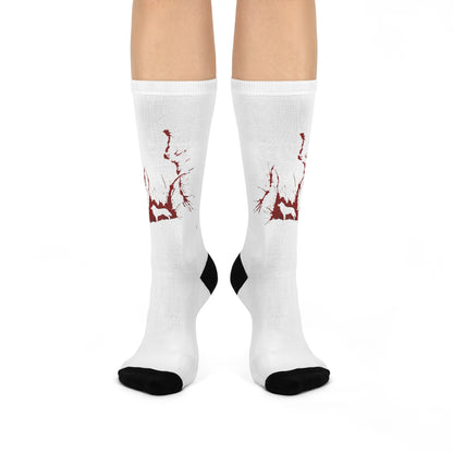 The Thing Cushioned Blood Socks - red on white