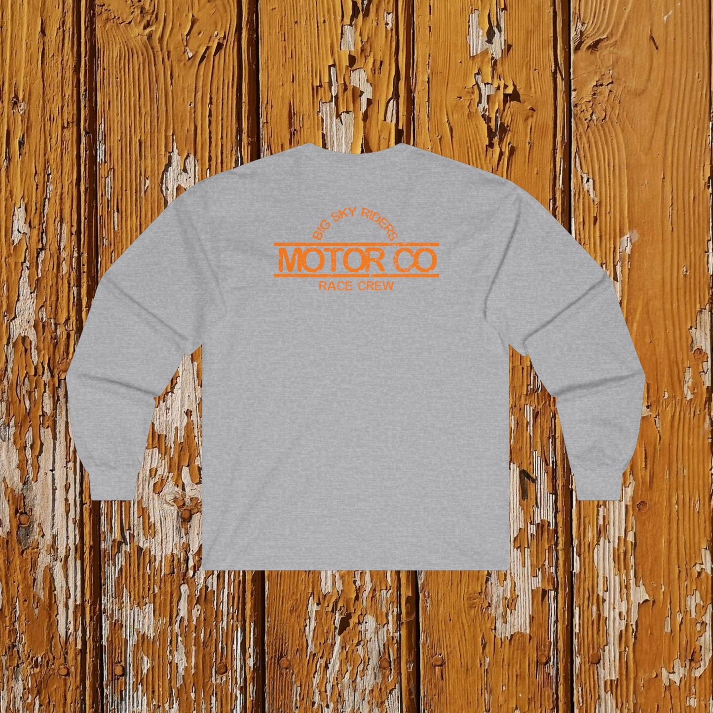 Orange Piston Skull Long Sleeve Tee