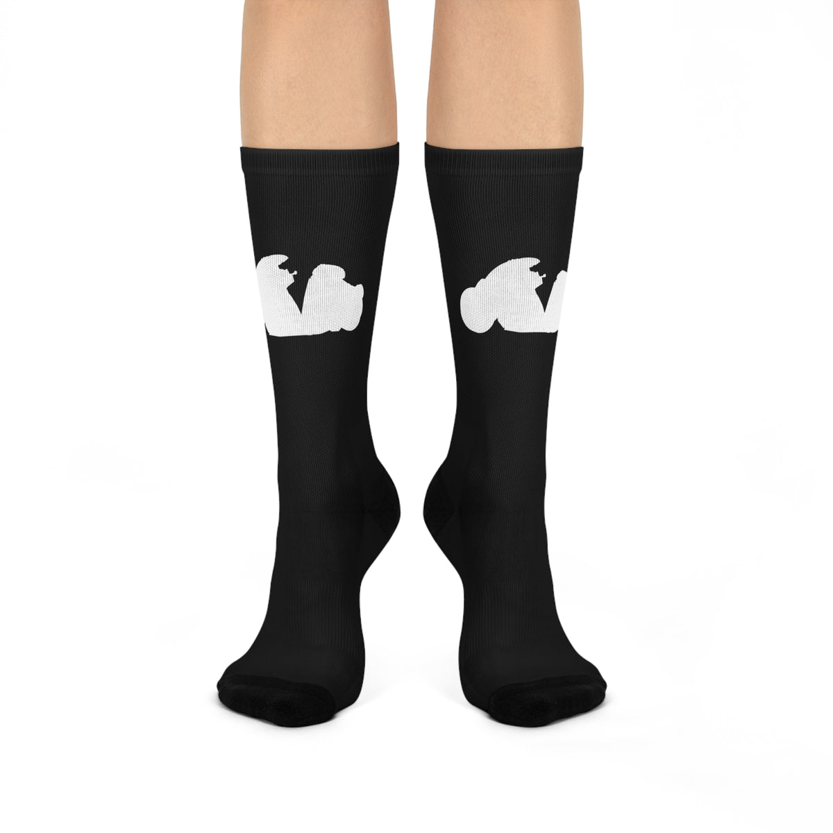Cushioned Kaneda's Bike socks - white on black