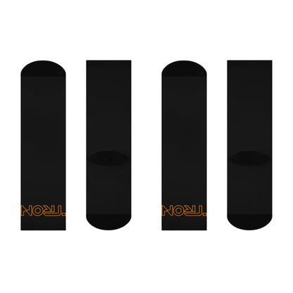 Cushioned Tron Socks - orange on black