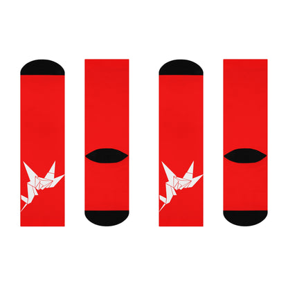 Cushioned Unicorn socks - white on red