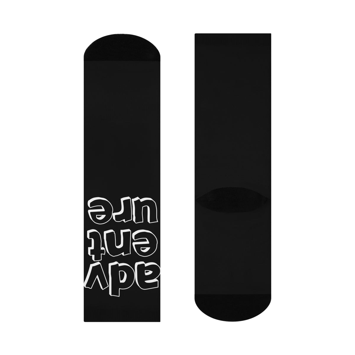 Cushioned ADV ENT URE socks - white on black