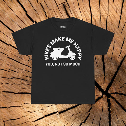 Bikes Make Me Happy Vespa t-shirt (US)