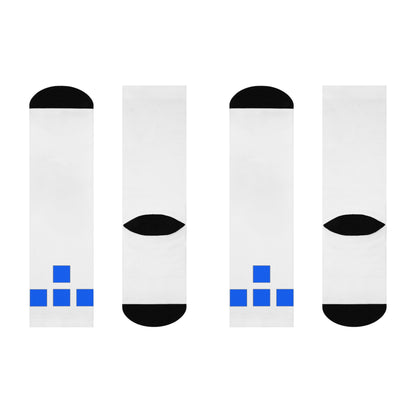 Cushioned Tron Logo Socks - blue on white