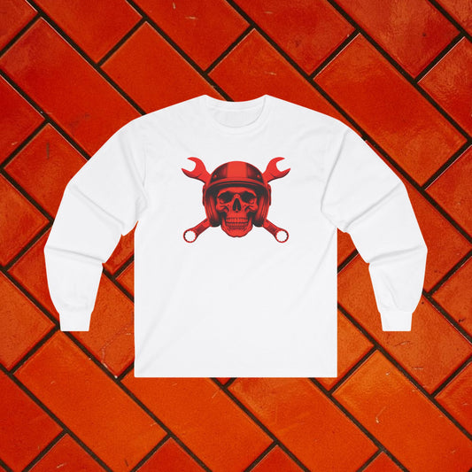 Red Spanner Skull Long Sleeve Tee