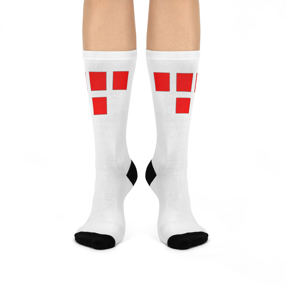 Cushioned Tron Logo Socks - red on white