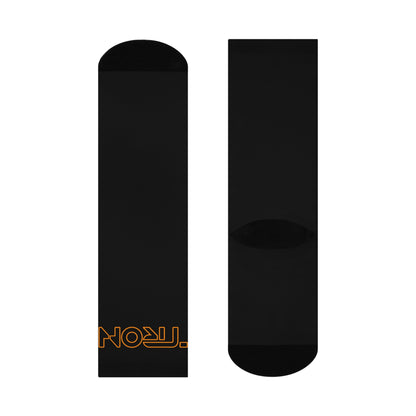 Cushioned Tron Socks - orange on black