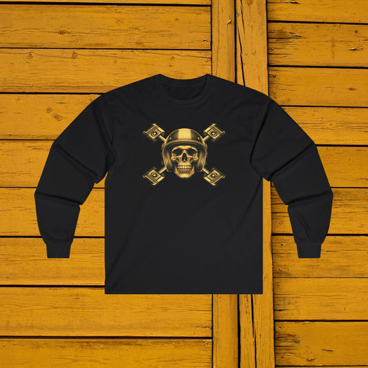 Yellow Piston Skull Long Sleeve Tee