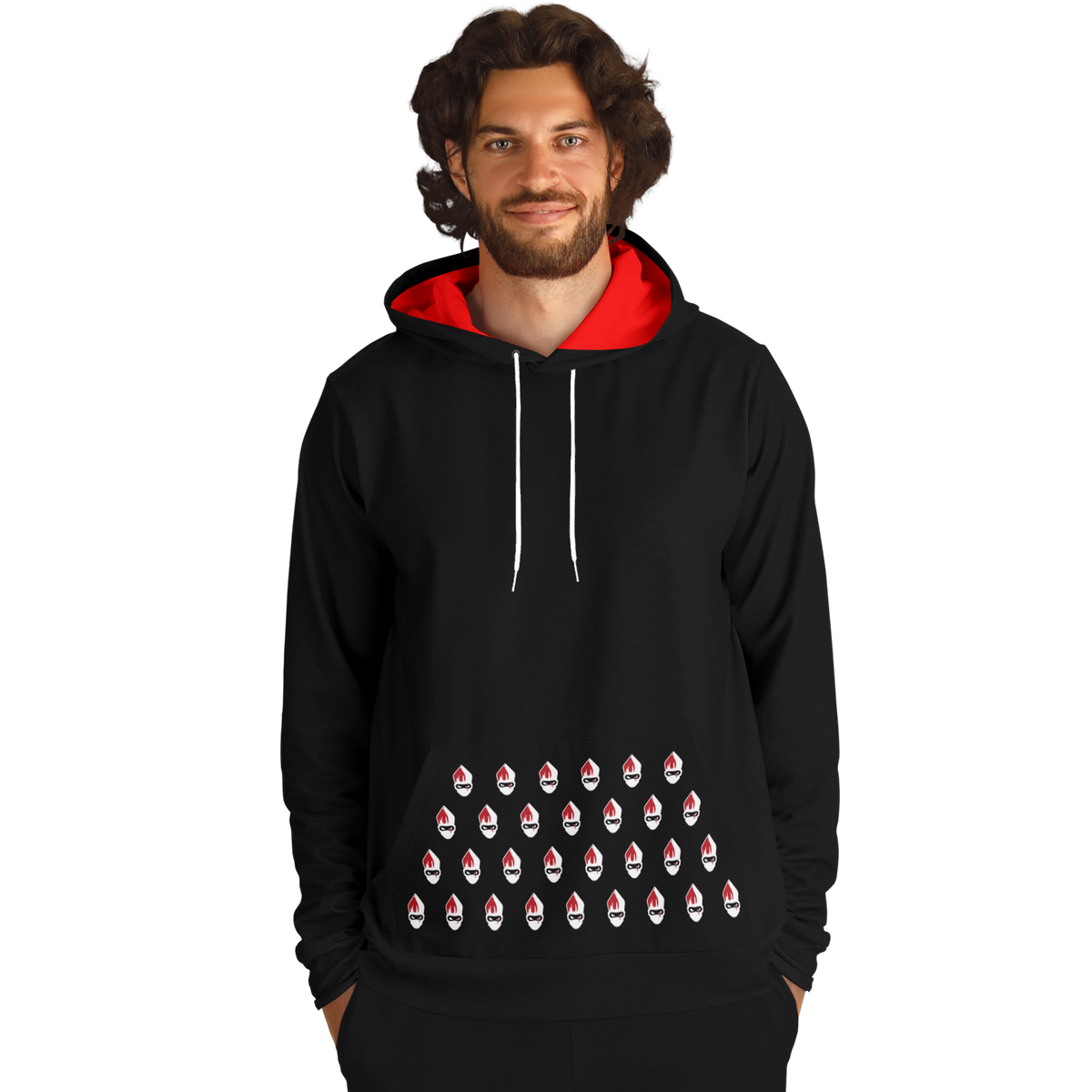 POPeART Black Hoody - AOP 1